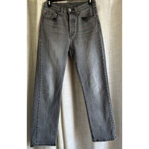 Levis 501 Jeans 26x28 Mens Gray Denim Button Fly Regular Fit Straight 2023